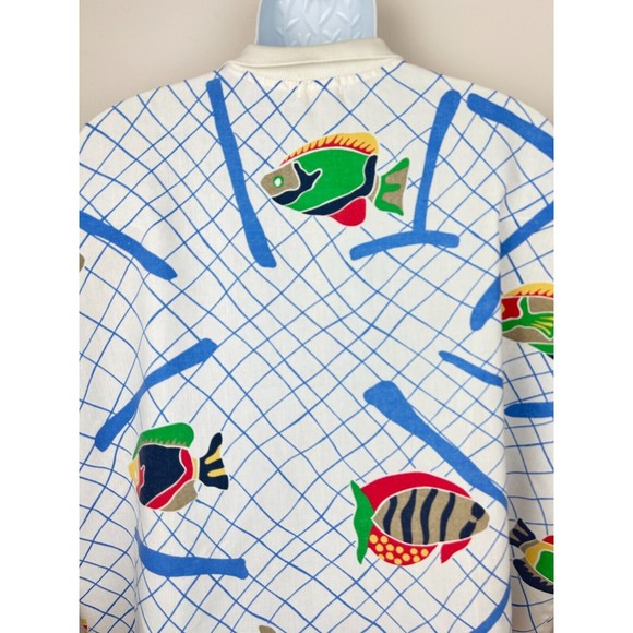 Levis Sportswear Vintage 1980's Fish Print Oversize Unisex Cotton Shirt  XL - Picture 2 of 16